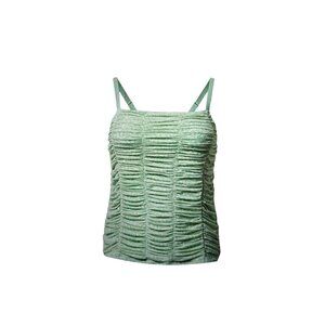 Women's Torrid Light Green Mesh Cropped Shirred Cami Top, Shirt, 2, 2X, 18/20